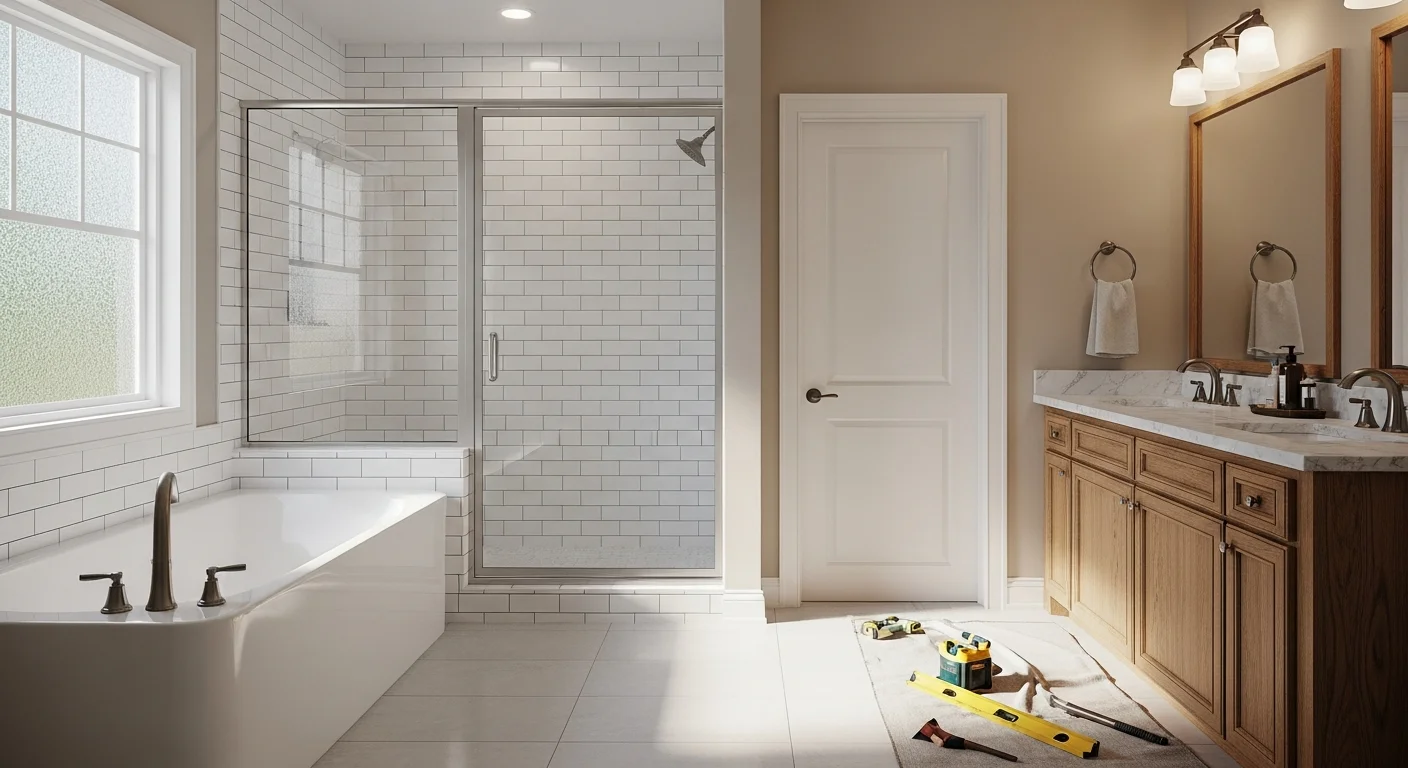Luxury bathroom with custom shower and tile
